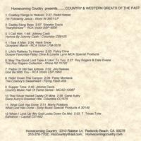 COUNTRY & WESTERN GREATS OF THE PAST: Homecoming Country Presents Country & Western Greats Of The Past
