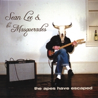 Man-cow corpse with guitar.